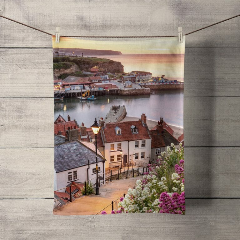 Whitby's 199 Steps Tea Towel