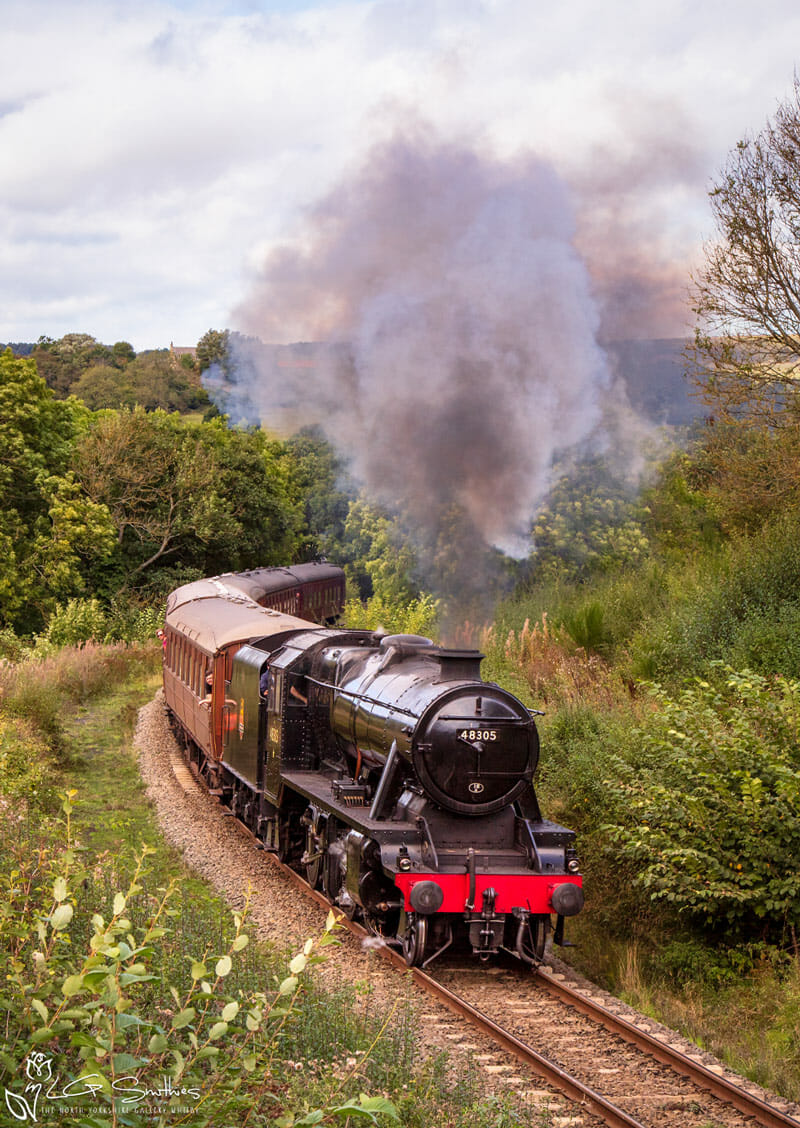 A LMS Class 8F Steam Locomotive On The North York Moors Railway