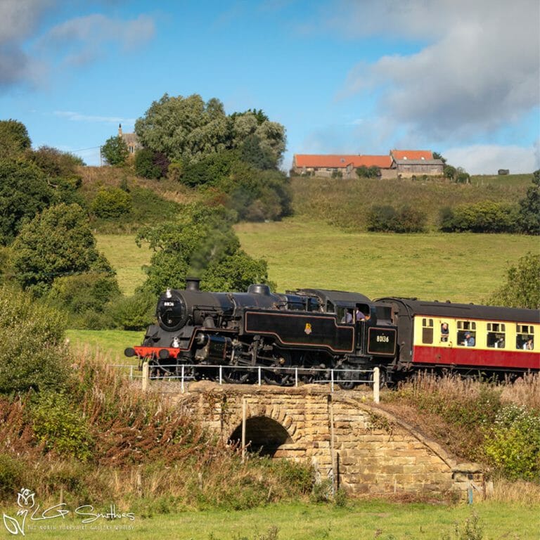 BR Standard 4 Tank No.80136 Leaving Grosmont On The North York Moors Railway Photo Slate