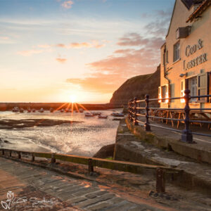 Cod And Lobster Staithes Sunrise Mini Foam Board Print