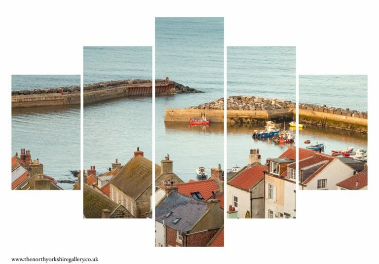 Cottages Over Looking Staithes Harbour 5PCS Wall Art