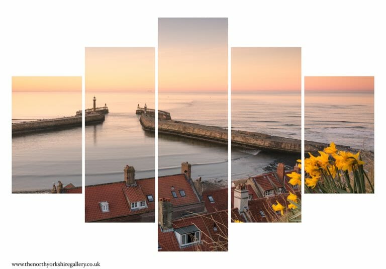 Daffodils At Whitby Harbour 5PCS Wall Art