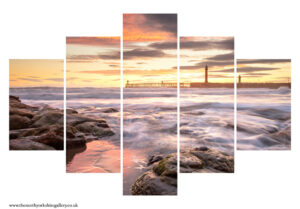 Dawn On Whitby Beach 5PCS Wall Art