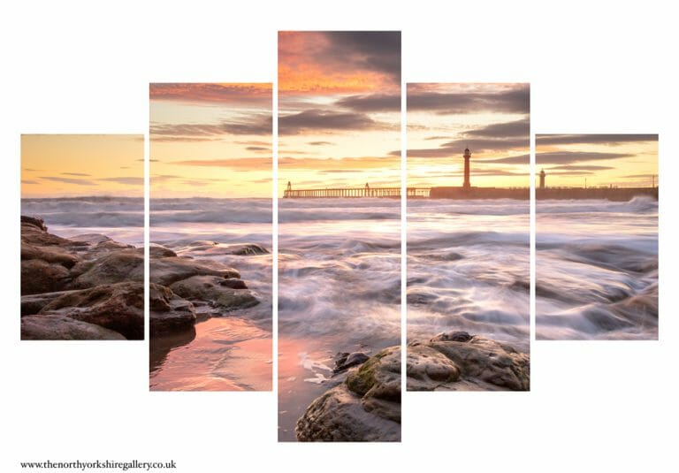 Dawn On Whitby Beach 5PCS Wall Art