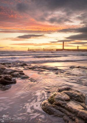 Dawn On Whitby Beach Portrait