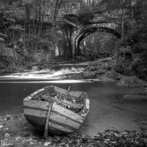 Falling Foss Boat Black And White Photo Slate
