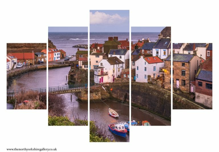 February Snow Moon Over Staithes 5PCS Wall Art