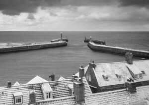 Fresh Snowfall On Whitby Rooftops and Piers