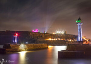 Illuminated Whitby Abbey From The Harbour