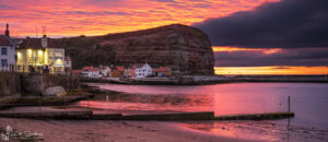 Incredible Sunset From Staithes Beach Panoramic
