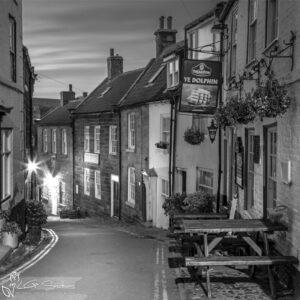 King St Robin Hood's Bay Black and White Photo Slate