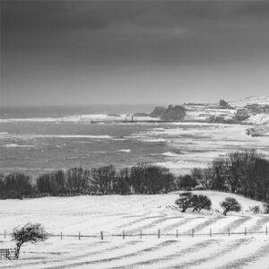 Lythe And Whitby In The Snow Black And White Mini Foam Board Print