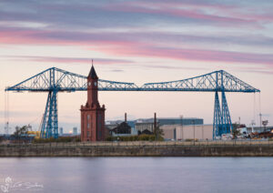 Middlesbrough's Transporter Bridge And Clock Tower