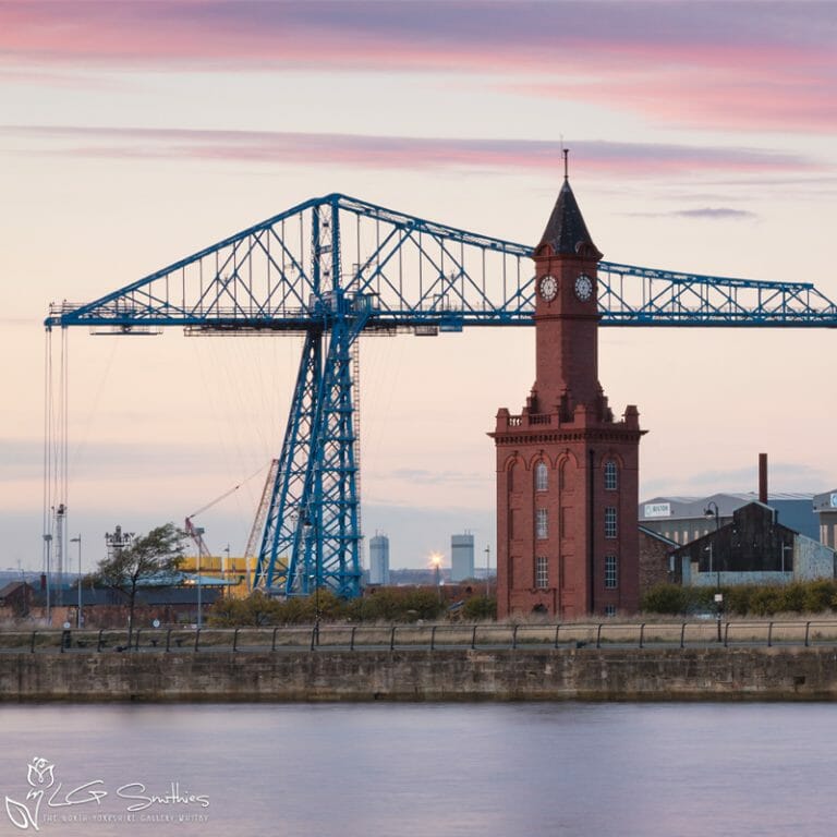 Middlesbrough's Transporter Bridge and Clock Tower Photo Slate