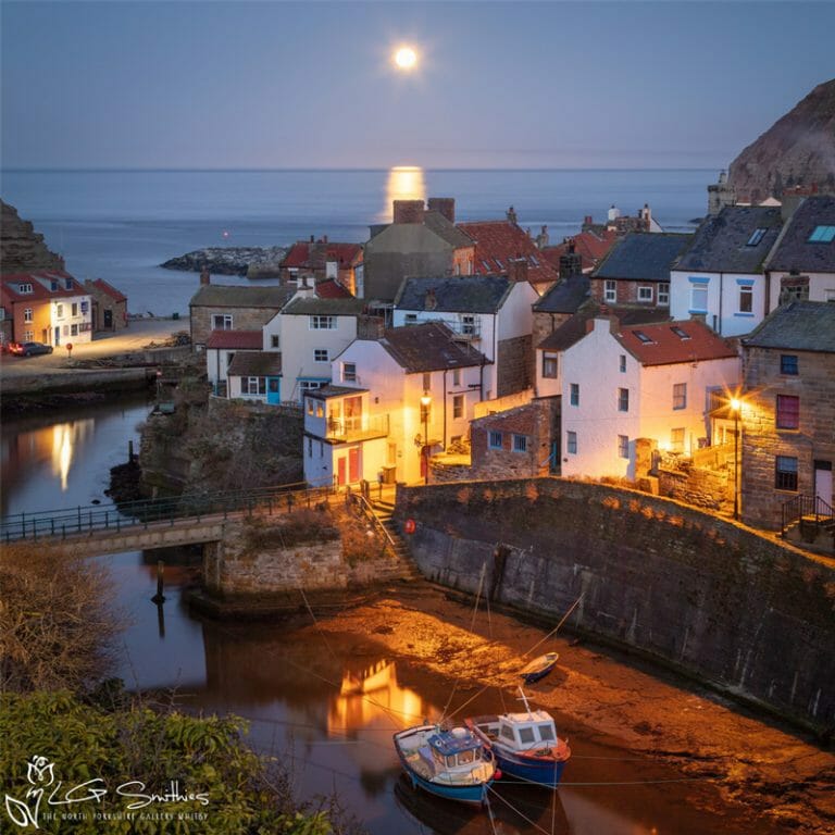 Moonrise Over Sleepy Staithes Mini Foam Board Print
