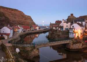 Moonrise Over Staithes Harbour