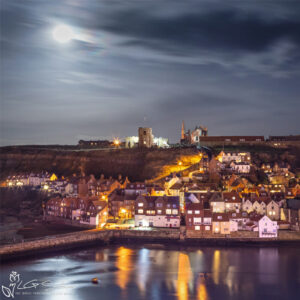 Moonrise Over Tate Hill Whitby Photo Slate