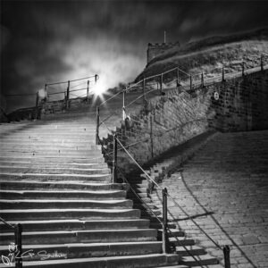 Moonrise Over Whitby's 199 Steps Mini Foam Board Print