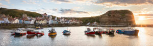 Moored For The Night In Staithes Harbour Slim Panoramic