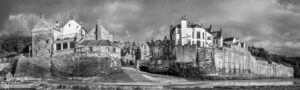 Morning At Robin Hoods Bay Black And White Slim Panoramic