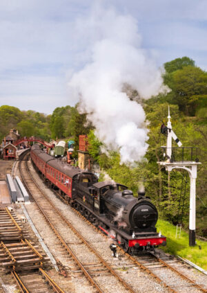 North Yorkshire Moors Railway J27 Departing Goathland Station