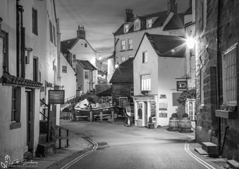 New Road Robin Hood's Bay Black and White