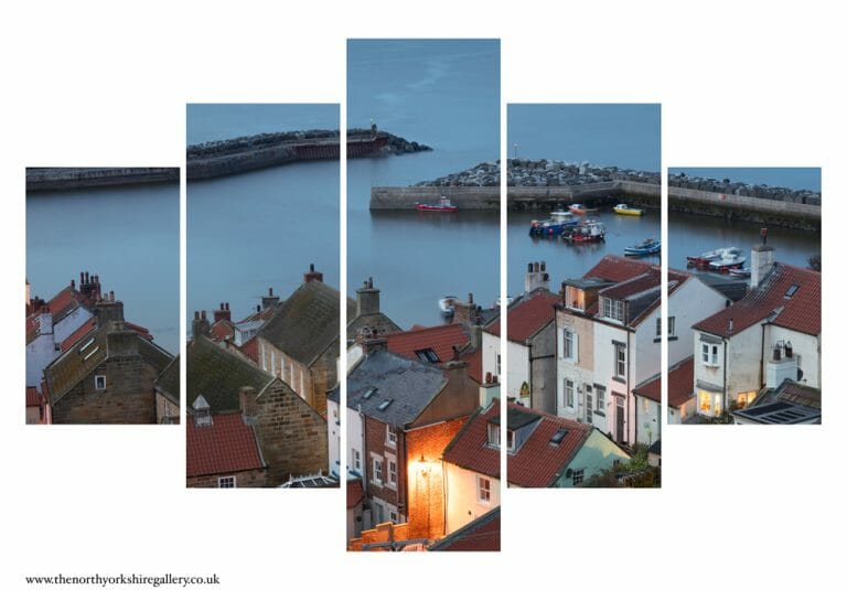Night At Staithes Harbour 5PCS Wall Art