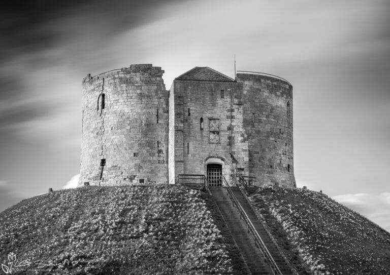 Passing Time Clifford's Tower York Black and White