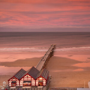 Pink Sunset At Saltburn Beach Mini Foam Board Print