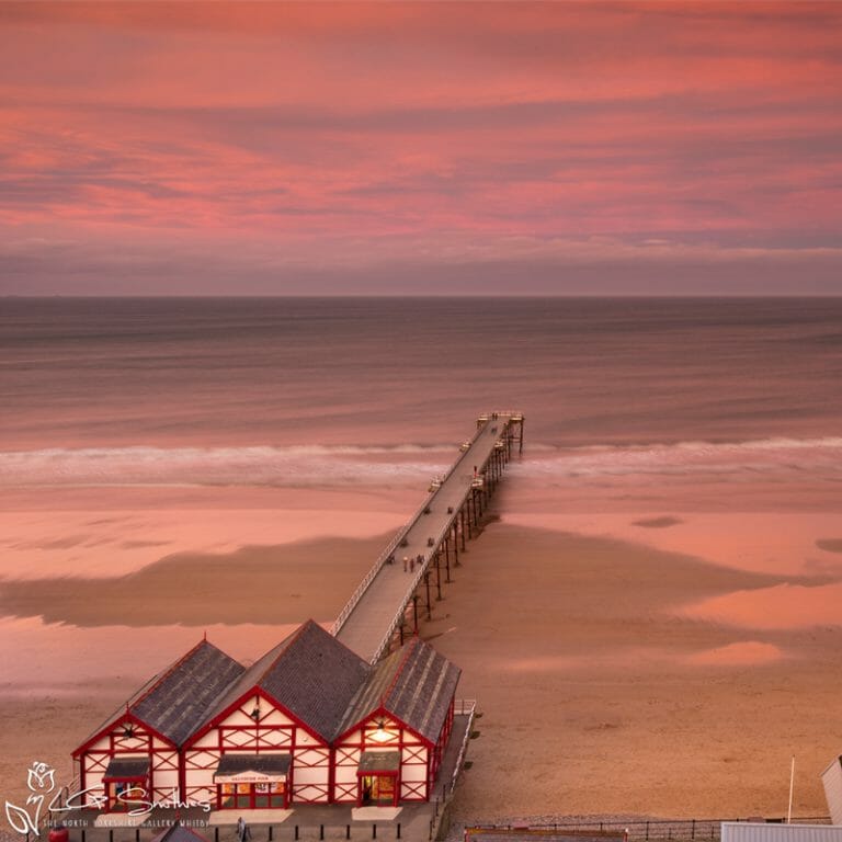 Pink Sunset At Saltburn Beach Mini Foam Board Print