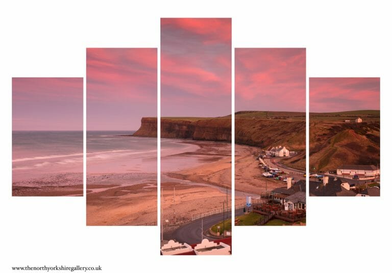 Pink Sunset Over Hunt Cliff 5PCS Wall Art