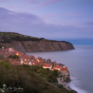 Robin Hood's Bay Cottages at Night Mini Foam Board Print