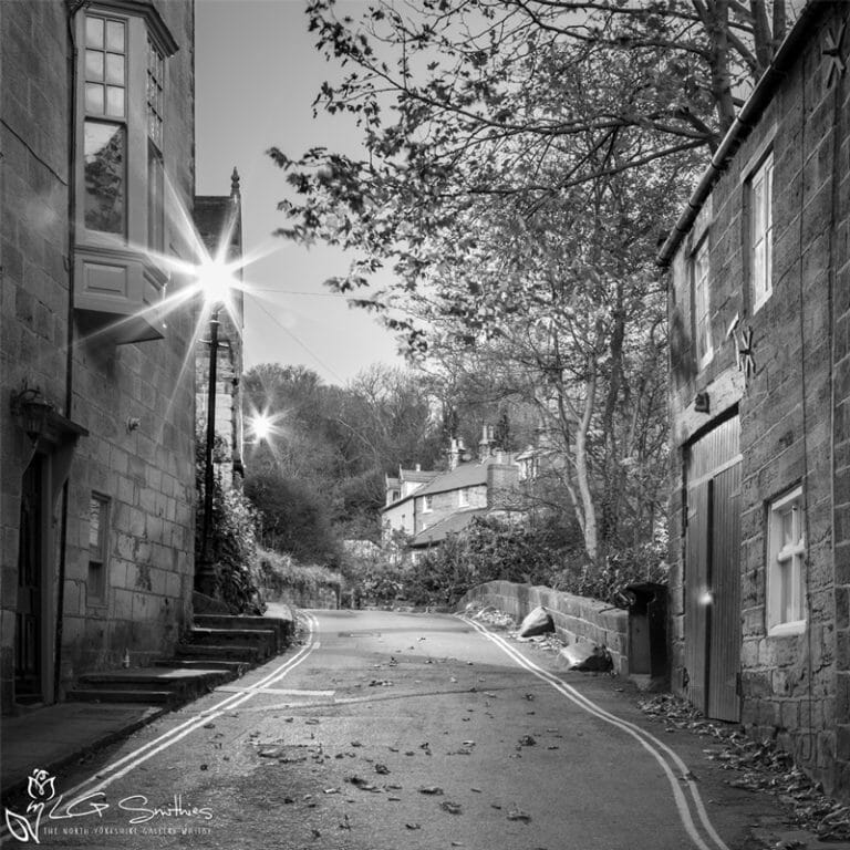 Robin Hood's Bay Black and White Mini Foam Board Print