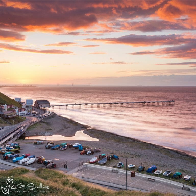 Red Sky At Saltburn Mini Foam Board Print