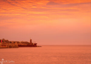 Red Sky Over Staithes Harbour