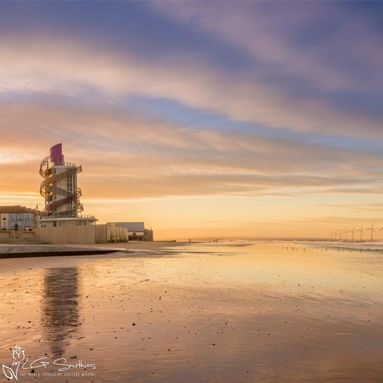 Redcar Pier And Beach Sunset Mini Foam Board Print