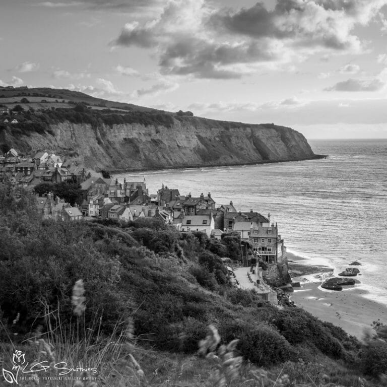 Robin Hood's Bay Black And White Mini Foam Board Print