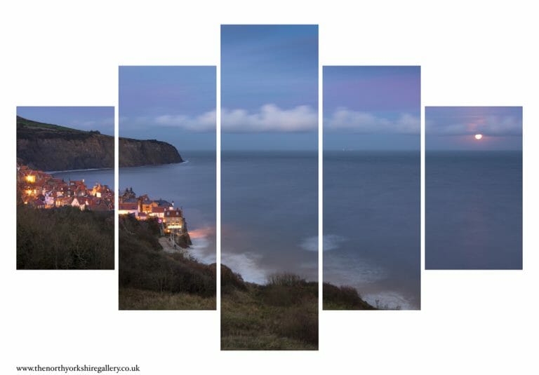 Robin Hoods Bay Moonrise 5PCS Wall Art