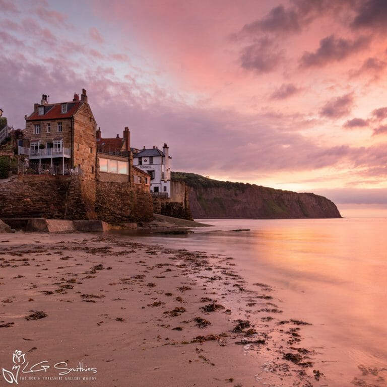 Robin Hood's Bay Red Dawn Mini Foam Board Print