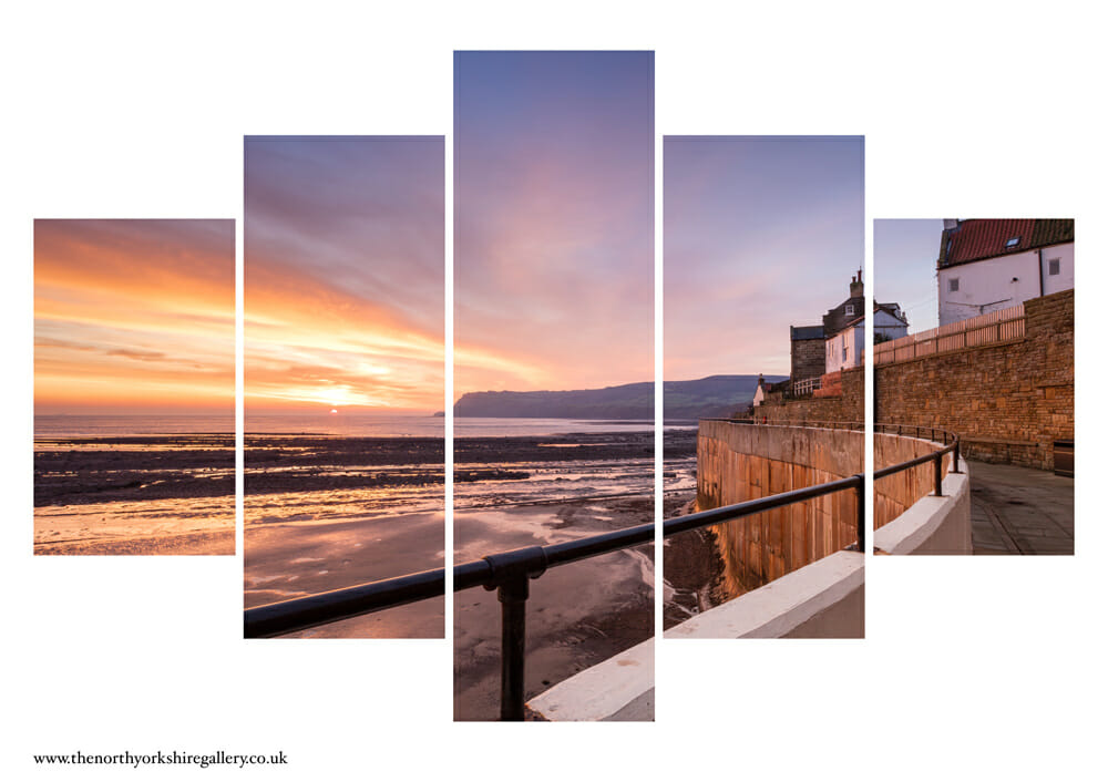 Robin Hoods Bay Sunrise From The Sea Wall 5PCS Wall Art 1 Robin Hoods Bay Sunrise From The Sea Wall 5PCS Wall Art