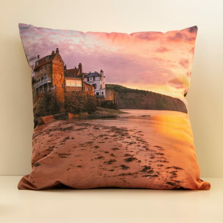 Robin Hoods Bay Sunrise Double Sided Velvet Cushion