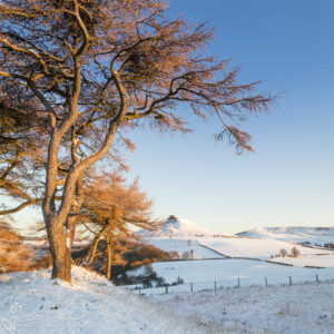 Roseberry Topping From Cliff Ridge Winter Sunrise Photo Slate