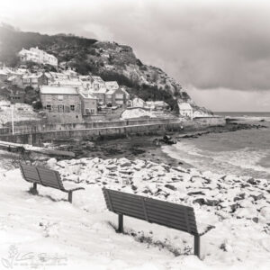 Runswick Snow Black and White Photo Slate