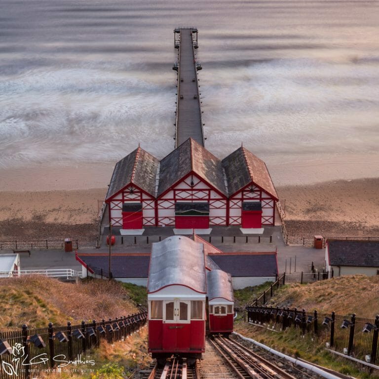 Saltburn Cliff Lift Sunrise Mini Foam Board Print