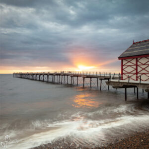 Saltburn Sunrise At High Tide Photo Slate
