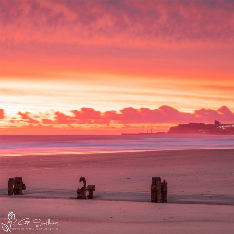 Sandsend Beach and Whitby At Dawn Photo Slate