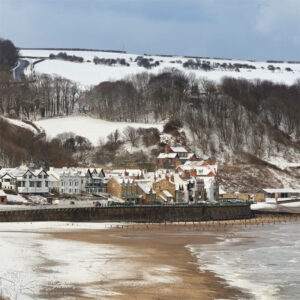 Sandsend Beach In The Snow Photo Slate