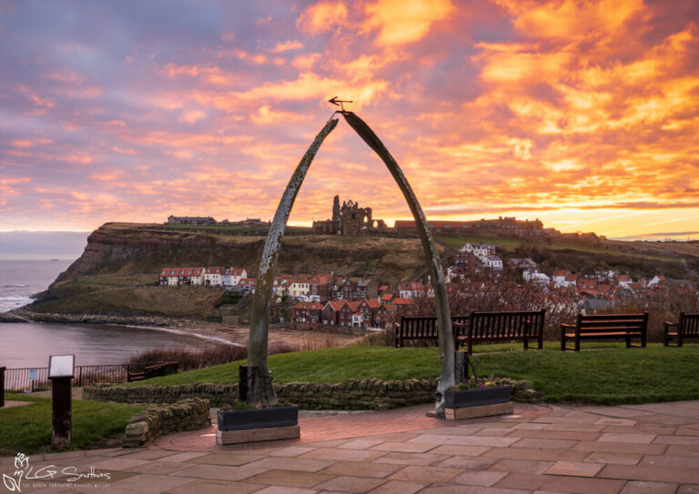 Sky On Fire At Whitby Whalebones
