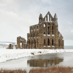 Snow At Whitby Abbey Photo Slate
