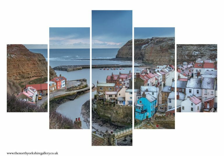 Staithes Cottages In The Snow 5PCS Wall Art